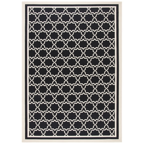 SAFAVIEH Courtyard Allison Oriental Indoor/Outdoor Area Rug, Black/Beige, 9' x 12'