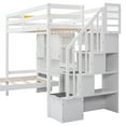 thumbnail image 6 of Harper & Bright Designs Wood Twin Size Bunk Bed with Desk and Staircase, L-Shaped Twin Over Twin Loft Bed with Storage Compartments and Shelves, White, 6 of 16