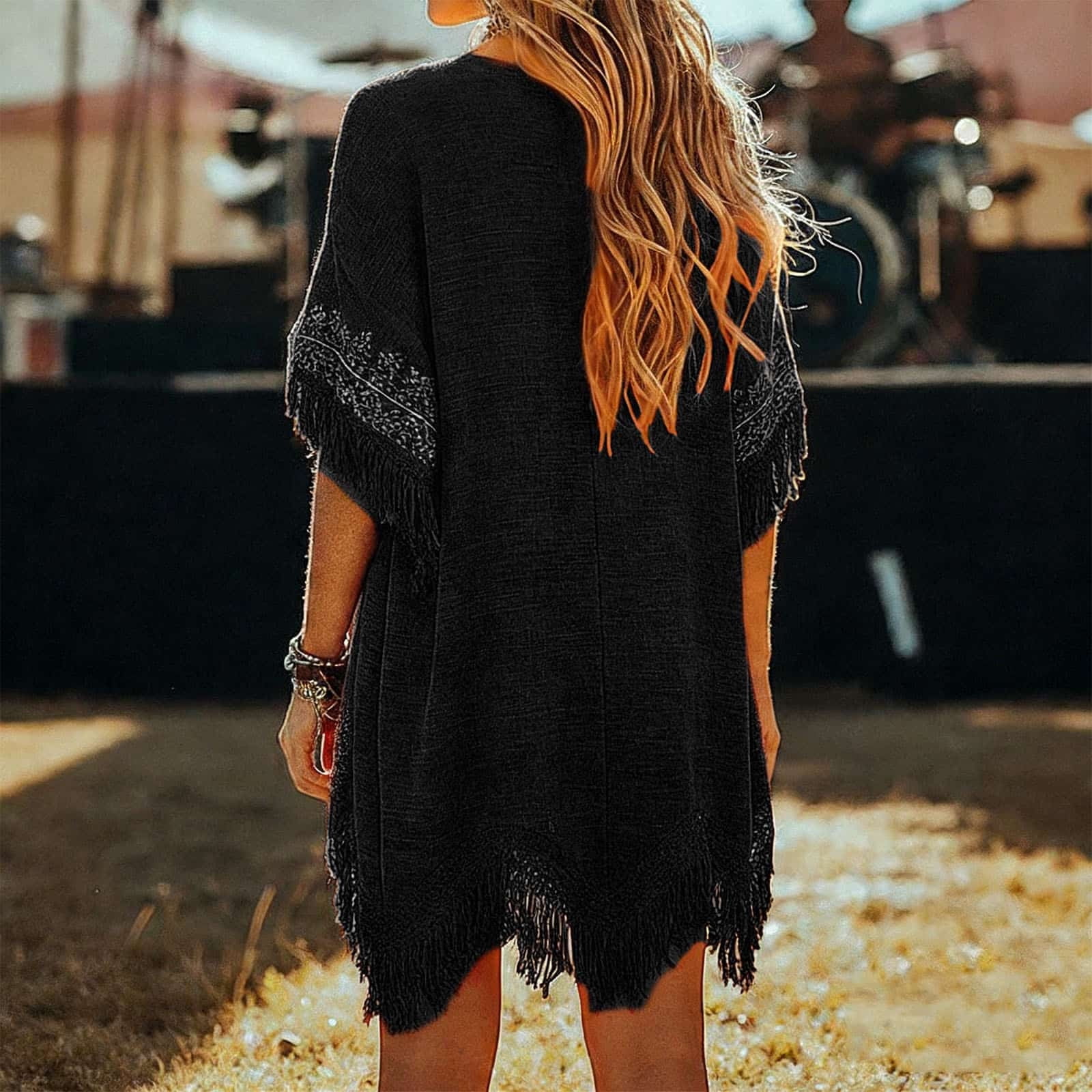 Women's Boho Summer Embroidered Linen Mini Dress, Loose V Neck Short Sleeve Casual Beach Coverups Tassels Dresses