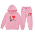 thumbnail image 3 of LIUYUNNN Kids Toddler Sweatsuit 2 Piece Long Sleeve Letter Pink Soft Hoodie and Active Jogger Pants Fall Winter Clothes 3-4 Years Old Boy Clothes Boys Girls Fall and Winter Outfits, 3 of 3