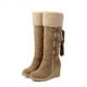 thumbnail image 1 of Botas de nieve con tacón de aguja y manga alta con borlas y encaje en la espalda, talla grande europea y americana, 1 of 5
