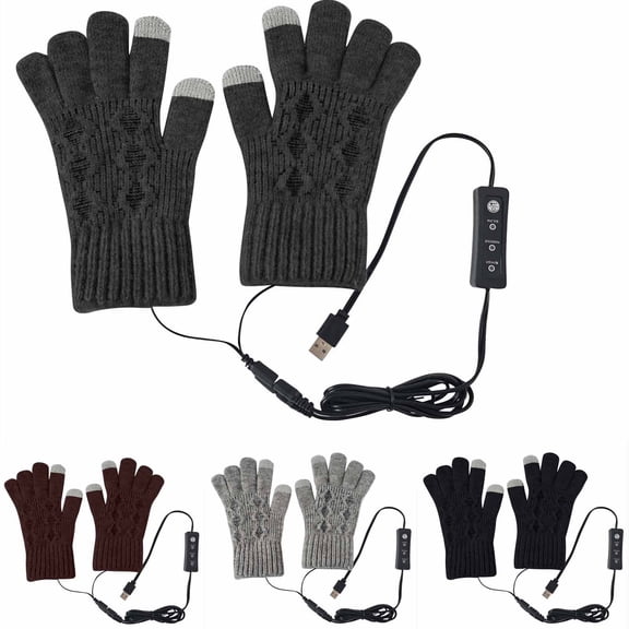 Msgweeeg Gloves Mens Winter Gloves Waterproof Insulated Winter Solid Color Gloves Heated and Warm Gloves All Finger Adjustable Temperature Heating Gloves Removable and Washable