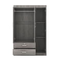 thumbnail image 5 of 3-Door Wardrobe Closet with Locking Drawer, Bedroom Armoires with Top Cabinet, Tall Wardrobe Closet Cabinet for family, Wood Grain Effect in Gray, 5 of 9