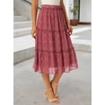 thumbnail image 5 of DARING DIVA Women's Midi Elastic A-Line Ruffle Flowy Skirts Medium Wine Red, 5 of 8