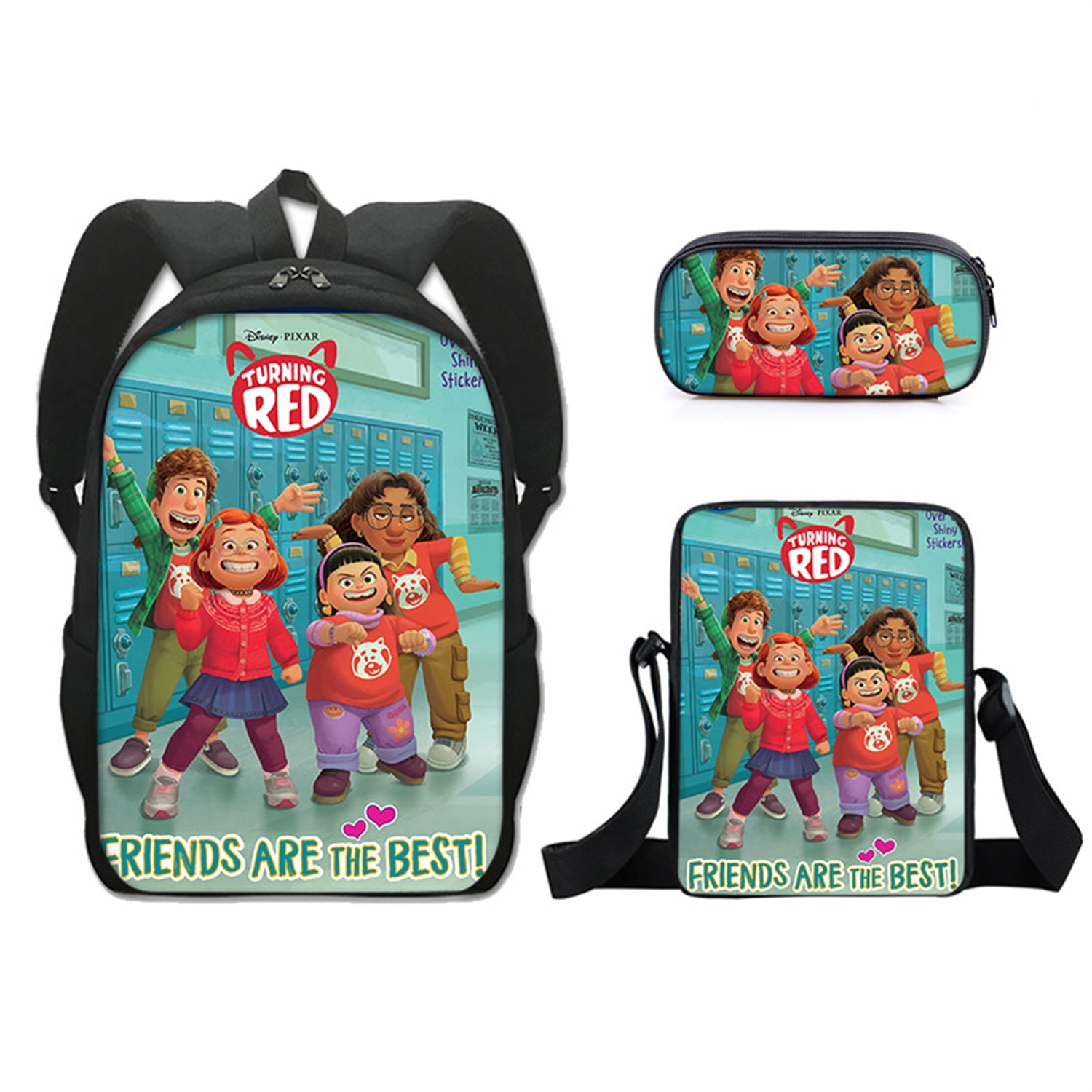 3 Pieces Turning Red Cartoon Backpack Baby Boys Girls Lovely School Bag