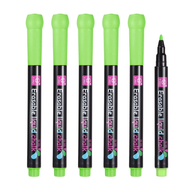 Uxcell Liquid Chalk Markers, 6Pcs Whiteboard Markers Fine Tip Dry Wipe Pens Colorful Wet Erase Chalk for Whiteboard LED Note Board Blackboard Planning Glass, Green