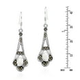 thumbnail image 4 of Ornate Marcasite & Oval Mother of Pearl Inlay Sterling Silver Dangle Earrings, 4 of 5