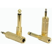 WLGQ 6.35MM to 3.5mm HiFi Stereo Adapter, Single Sound Channel，All Metal, Gold-Plated，4-Piece Set