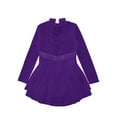 thumbnail image 6 of iEFiEL Girls Long Sleeve Dance Skirted Leotard Figure Ice Skating Gymnastics Leotard Dress Ballerina Dancewear Purple 14, 6 of 7