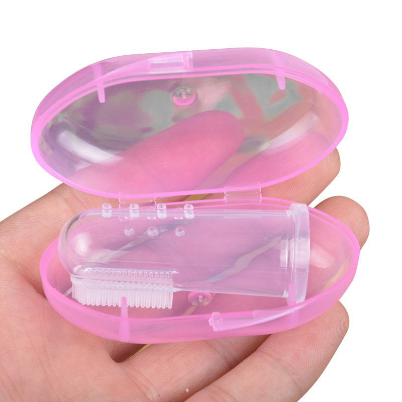 Infant Baby Finger Soft Silicone Toothbrush Gum Massager+Box E6Q0 