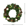 thumbnail image 4 of Thread and Berry Artificial Farmhouse Christmas Wreath, 18 inch, with Cotton Bolls, Pine Cones, and Navy-Red Ribbons, 4 of 6