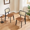 thumbnail image 7 of Art Leon Mid Century Dining Chairs Set of 2, Genuine Leather Rattan Cane Back with Ash Frame, Black, 7 of 7