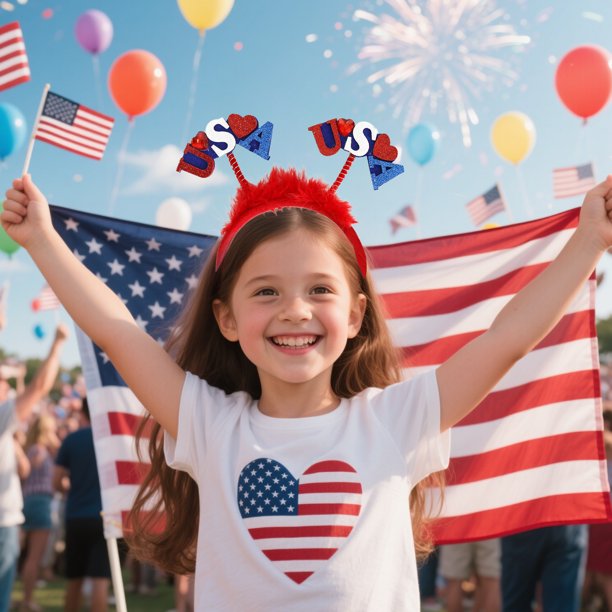 Xihbxyly Diadema Patriótica con Diseño de Bandera de Ee. Uu., Ajuste Cómodo y Elástico, Accesorio para Fiesta Del Día de La Independencia, Decoración con Lazo Rojo y Azul, Ideal para Festivales, Tama