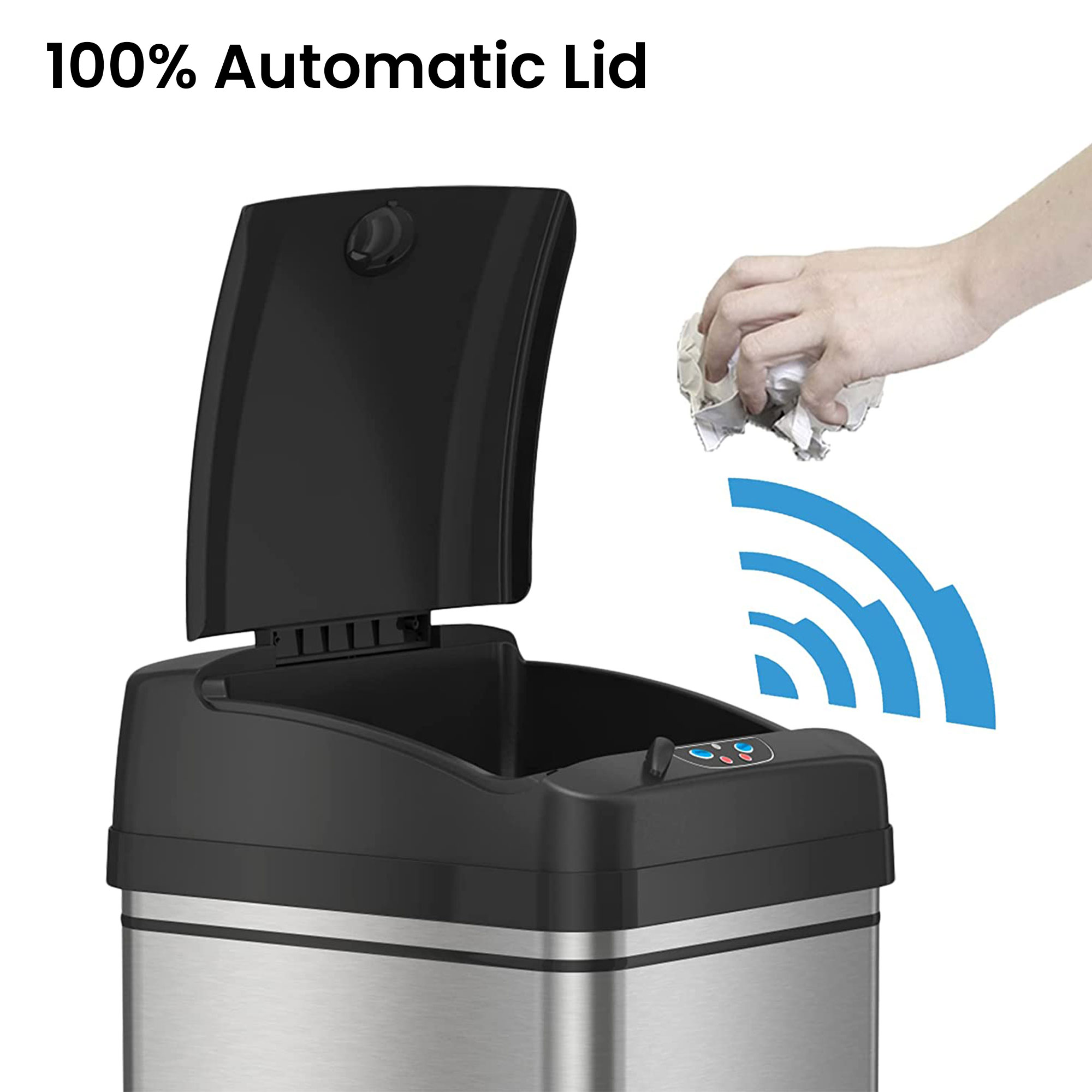 iTouchless 13 gal Odor Absorbing Automatic Stainless Steel Kitchen Garbage Can - image 2 of 6