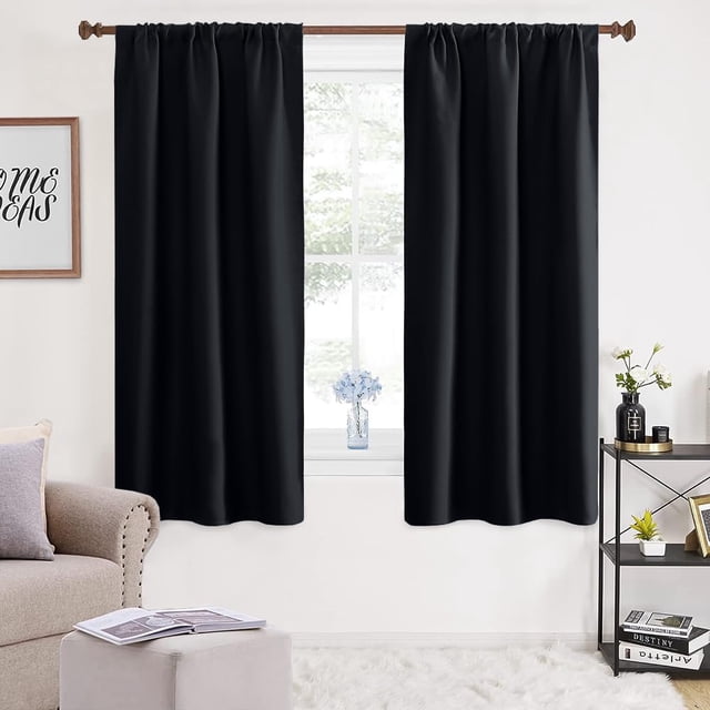 NANWEI Cortinas Blackout para Recamara con Aislamiento Térmico, Cortinas para Sala 100% Poliéster Tela, Reducción de Ruido, Suave Cortinas con Bolsillo para Barra, 2 P