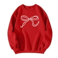 thumbnail image 4 of Sweaters For Women Bow Graphic Oversized Pullover Crewneck Sweatshirts Fall Fashion Tops Polyester Red Size S-2Xl Oversized Sweaters For Women, 4 of 5