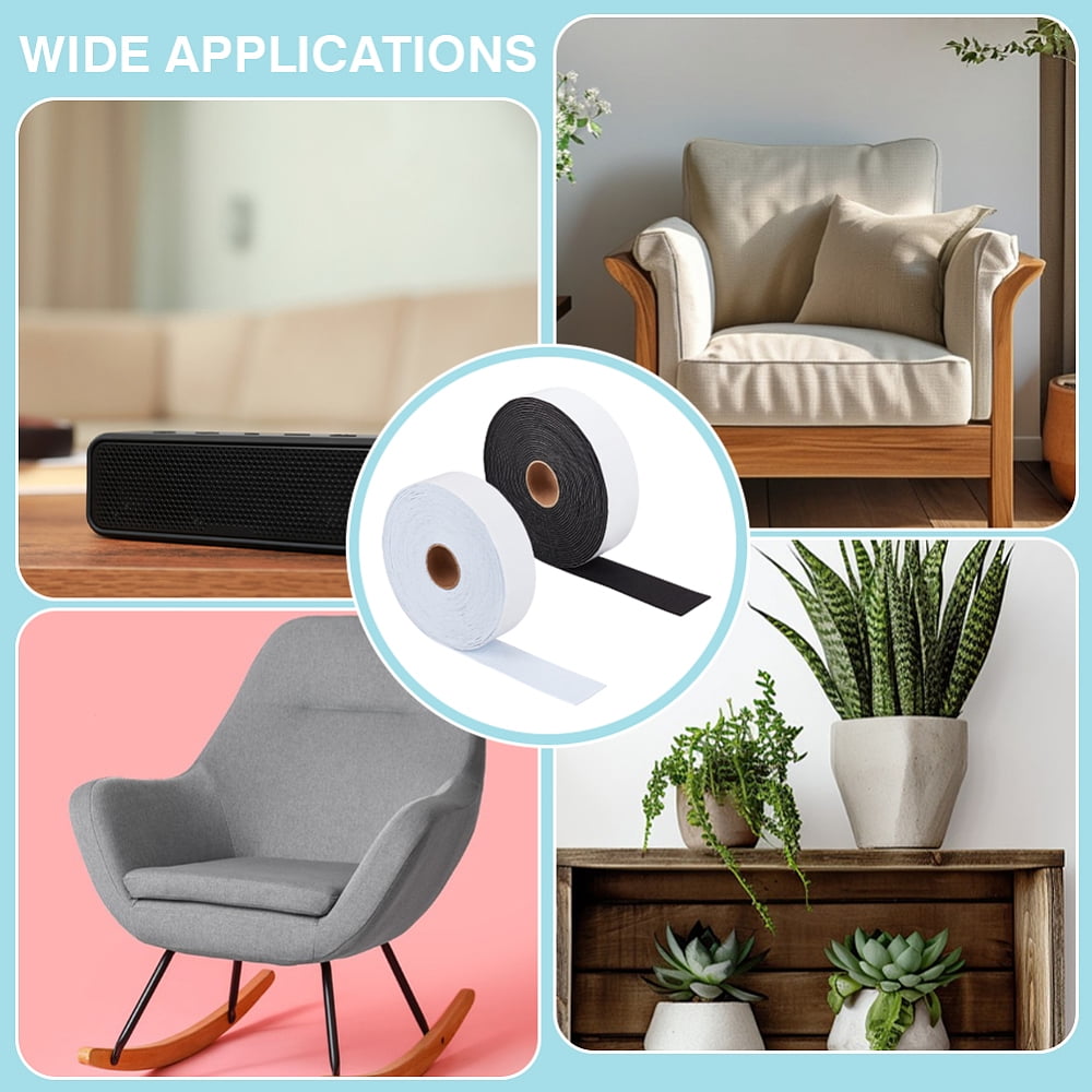 2 Rolls 2 Colors Self Adhesive Felt Tape 1.5Inch Wide Black White Furniture Felt Strips for Protecting and DIY Adhesive 26.2FT/RollDIY
