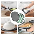 thumbnail image 6 of Multi-Functional Oven Silicone Pot Pad 7.5×9.4in Anti-Slip Heat-Insulating Pad Baking Gloves Heat-Resistant Cotton Layer 1 Pc Lightgreen Stripe_1, 6 of 7