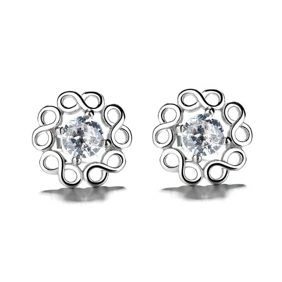Amy and Annette Sterling Silver Flower Earrings with crystals from Swarovski