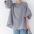 thumbnail image 4 of Aloohaidyvio T Shirts for Women Plus Size,Spring Summer Women's Printing Loose Shirts Puff Sleeve Tops Short Sleeve Round-Neck Blouses, 4 of 6