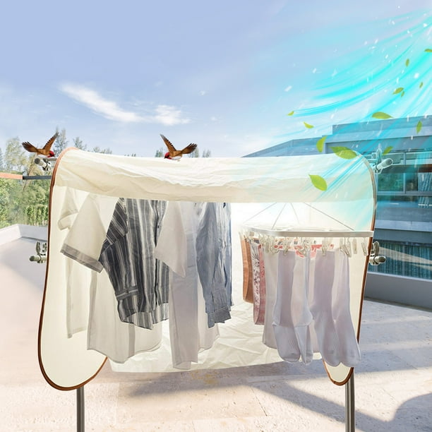 Cubierta de secado de ropa al aire libre, a prueba de lluvia, a prueba de sol, a prueba de pájaros, 47x24x39 "Protector de suspensión de tela beige, plegable con bolsa de almacenamiento, impermeable