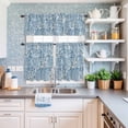 thumbnail image 6 of Kitchen Window Curtains Valance and Tier Set, Ocean Undersea Coral Seaweed Rod Pocket Tier Curtain Valance Set, Watercolor Marine Life on Blue Light Filtering Cafe Curtains for Bedroom Living Room, 6 of 9