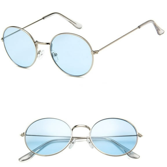 Round Jelly Sunglasses Transparent Ocean Sunglasses Vintage Sunglasses with Metal Frame Resin Lens and Universal Fit