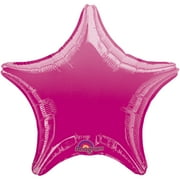 Anagram Metallic Solid Color Junior Shape Fuchsia 19" Football Star Foil Balloon