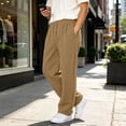 thumbnail image 6 of Hearthz Men's Baggy Sweatpants Wide Leg Lounge Cotton Jogging Pants Lightweight Drawstring Mens Sweatpants with Pockets Brown 5XL, 6 of 8