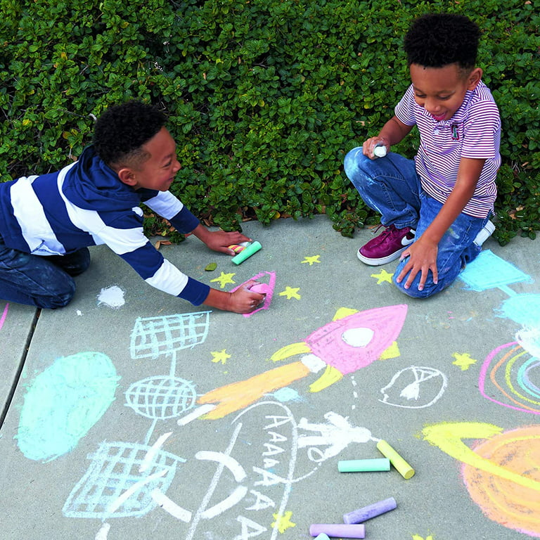 Ready 2 Learn Jumbo Sidewalk Chalk - Set of 126 in 9 Colors - Washable, Non-Toxic, Colored Chalk - Chalk Bulk