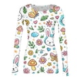 thumbnail image 5 of ASDFVBKG Women's Easter Blouse Casual Crew Neck Basic Long Sleeve Slim Fitted T-Shirts Ribbed Knit Bunny Rabbit Graphic Soft Tees Multicolor 2XL, 5 of 6
