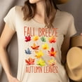 thumbnail image 4 of Fall Vibes Pumpkin Graphic Tee for Women, Cozy Autumn Aesthetic Shirt, CarolinaBlue, Size M, 4 of 6