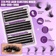 thumbnail image 4 of DIY Cluster Lashes Mega Pack - 60D/80D/100D Mixed Curl & Volume, Premium Fiber, Reusable Sweatproof, Beginner-Friendly, Custom Eye Makeup Kit with Pink 4-Piece Tools Set (DIY-SET-291), 4 of 6