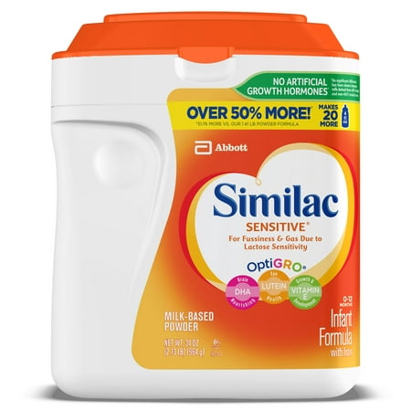 Similac Sensitive For Fussiness and Gas Infant Formula with Iron, Baby Formula 34 oz, 2