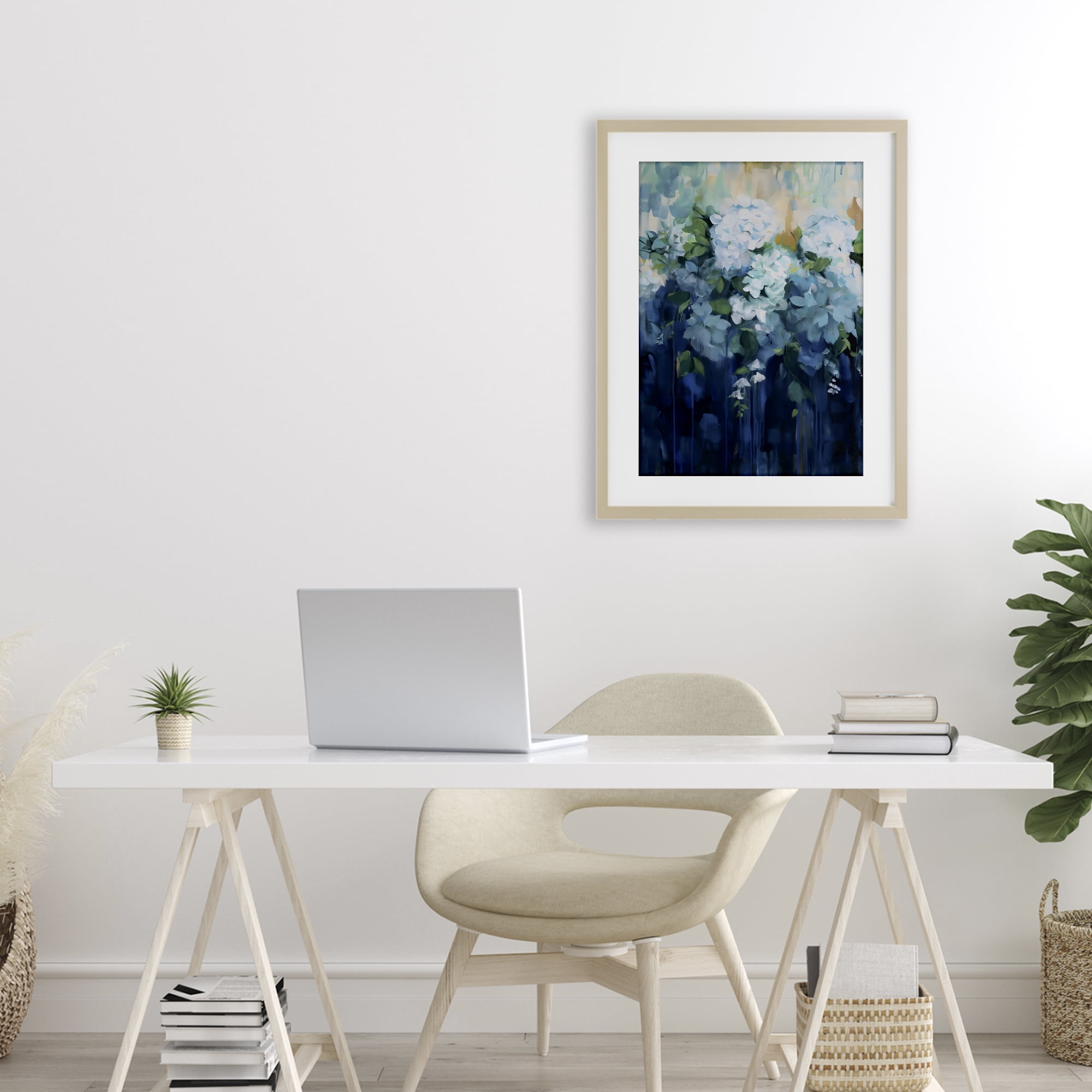 Stupell Industries Lush Blue Hydrangea Abstract Birch Framed Print Under Glass, design by Gina Kelly