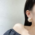 thumbnail image 4 of Fashion White Flower Pearl Earrings Hoop Dangle Women Wedding Party Jewelry Gift-default, 4 of 7