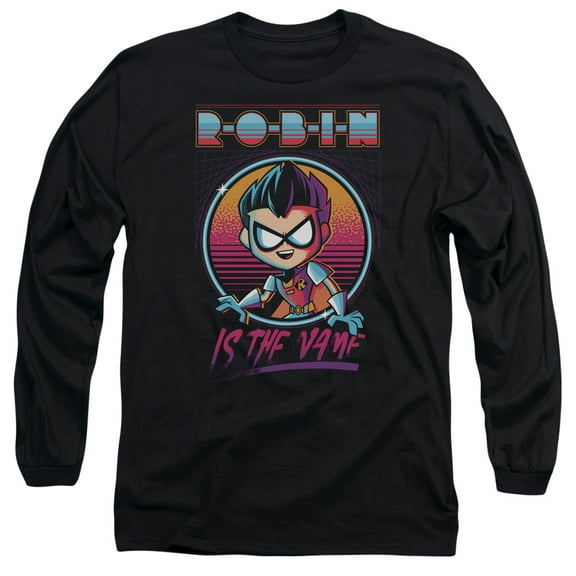 Teen Titans Go To The Movies Robin Long Sleeve Adult 18/1 T-Shirt Black