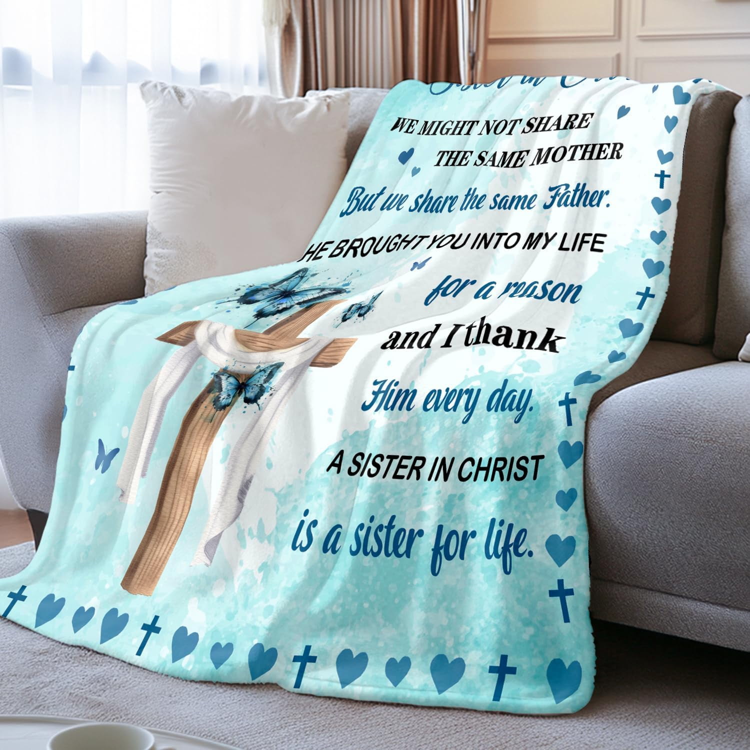 Sisters in Christ Gifts for Women Christian Gifts for Sisters Secret Sister Gift for Women Faith Based Blankets Christian Sister Friends Throw Blanket 50"x60"