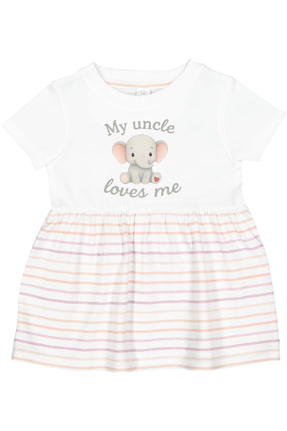 My Uncle Loves Me Cute Elephant Girls Baby Dress