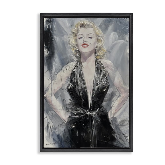 Stupell Industries Art Deco Classic Stylish Marilyn Black Floating Frame Canvas Art, 17 x 25, by Lucille Lee