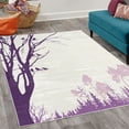 thumbnail image 2 of Forest Decorative Rug, Nature Theme the Panorama of a Forest Pattern Birds on Tree Branches Print, Quality Carpet for Bedroom Dorm and Living Room, 6 Sizes, Purple White, by Ambesonne, 2 of 4