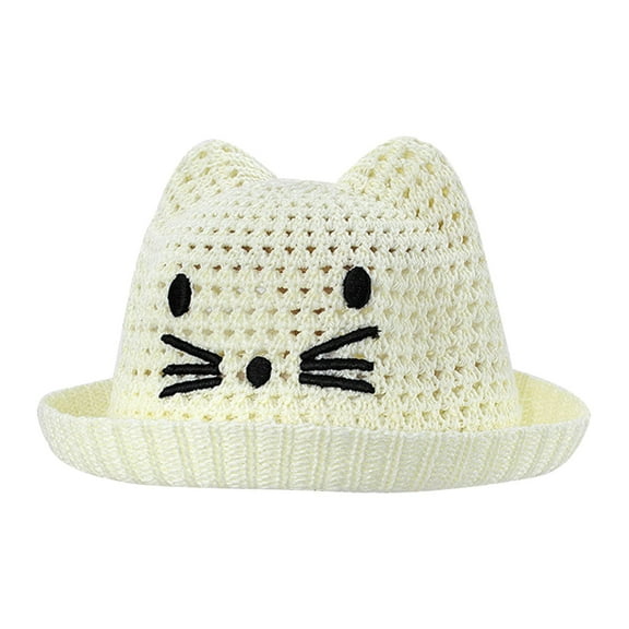 Otqutp 4 to 12Years Bucket Hat for Toddler Cat Sunshade Children's Hat Breathable Foldable Woven Hat Boy And Girl Baby Hat