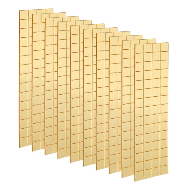 Uxcell 10 Hojas 1200 Pcs 10x10mm Azulejos de Mosaico de Espejo Autoadhesivos, Dorado