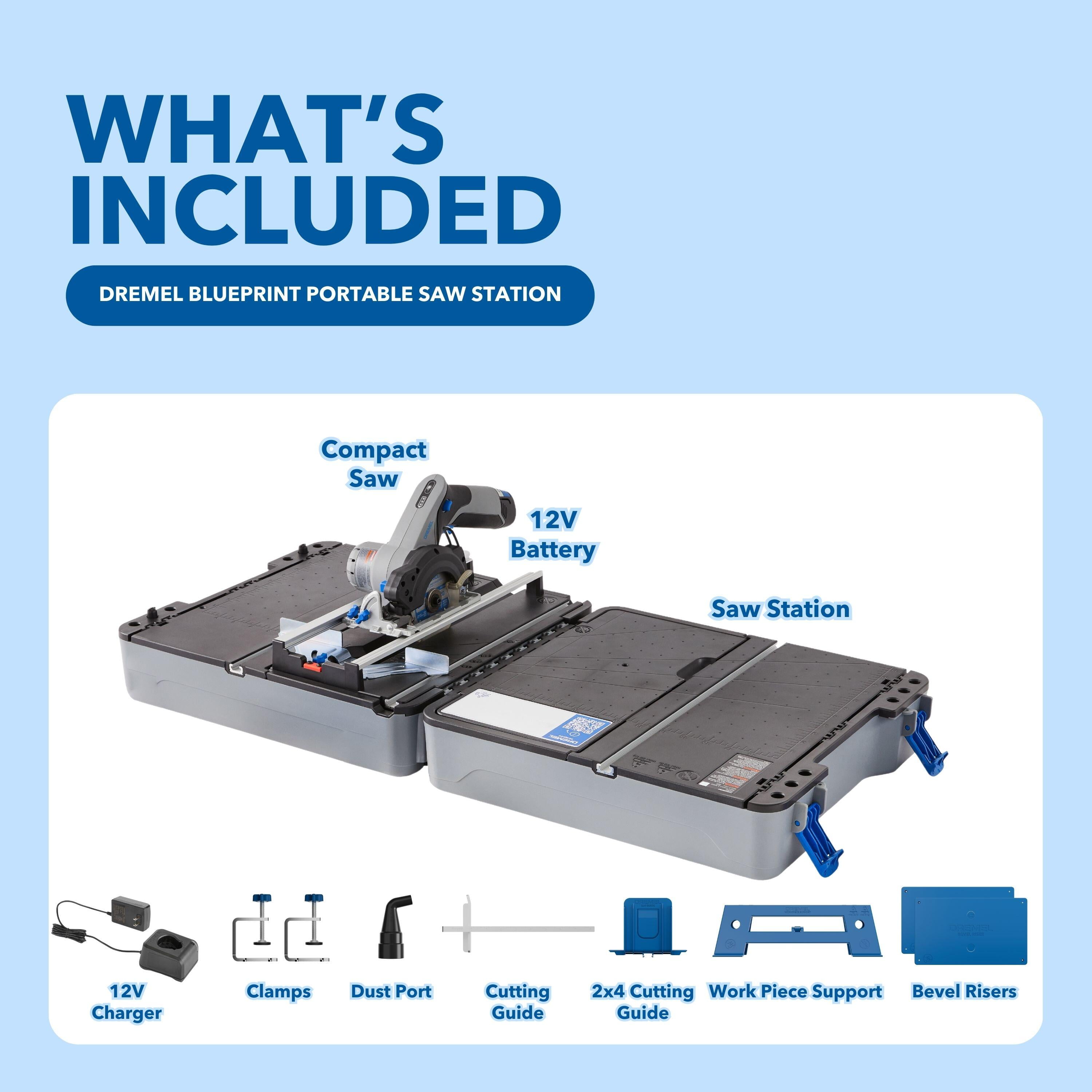 Dremel Blueprint Portable Saw Station, 12V Brushless Cordless Circular Saw and Multi-Purpose Cutting Case, CS12V-1SC