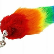 Faux faux RAINBOW Fox Tail 10" Key Chain with Clip rainbow
