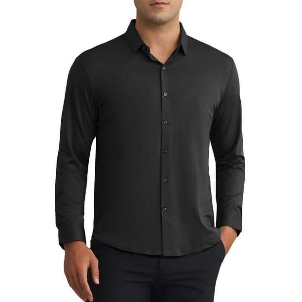 CAMISA DE NEGOCIO FORMAL DE MANGA LARGA CON BOTONES PARA HOMBRE S COLOR NEGRO