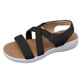thumbnail image 4 of Rokment Women's Orthopedic Walking Flat Sandals Fashion Comfortable Athletic Mesh Memory Foam Strappy Sandal for Woman Beach Vacation Casual Platform Low Heel Summer Shoes Black Size 9, 4 of 5