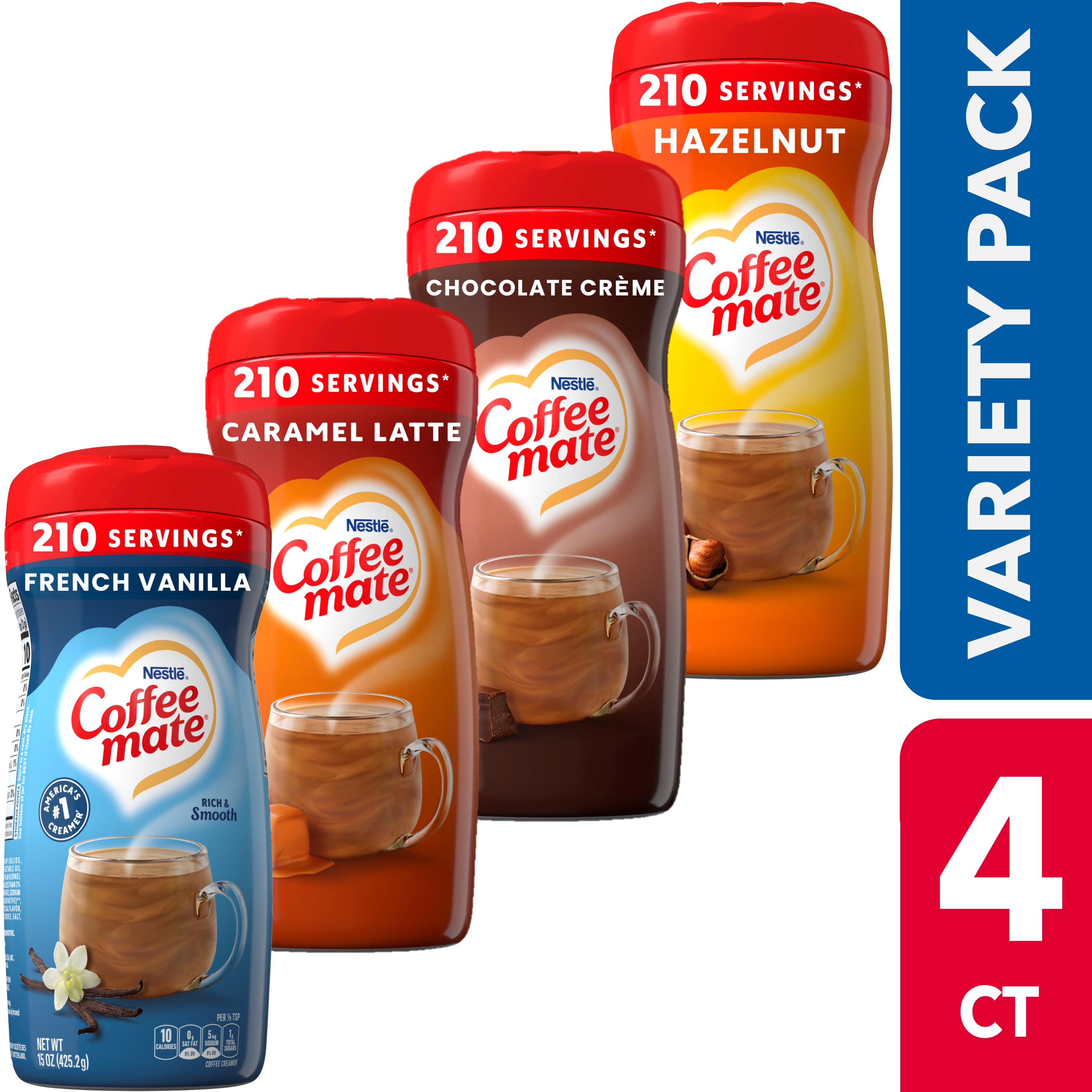 Nestle Coffee Mate, Variety Pack, Powdered Coffee Creamers, 15 oz Each, 4 Count