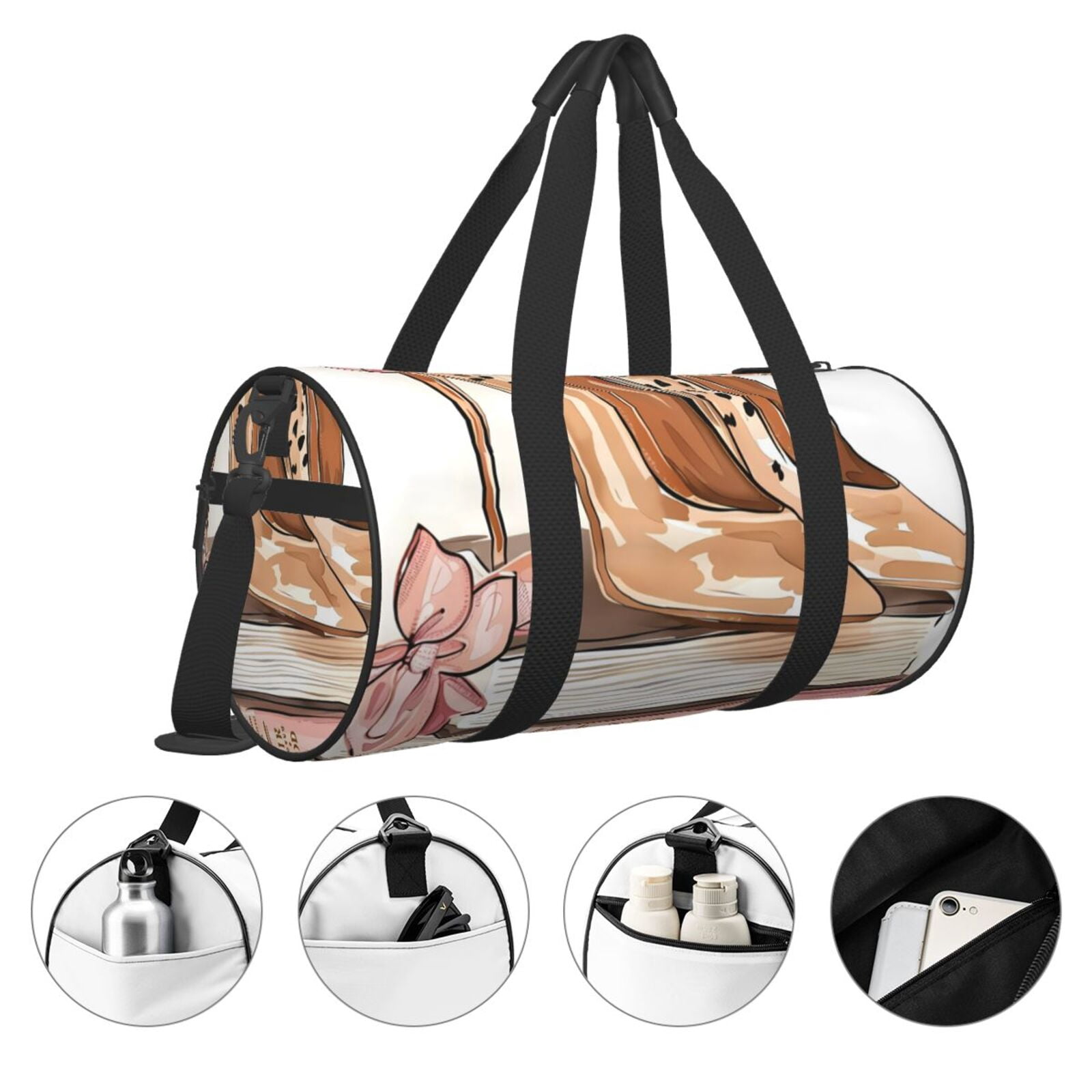 Vsdgher Stylish High Heels On Books 45L Foldable Duffel Bag, Sports Gym Bag,Overnight Bag, Portable Weekender Bag for Airplanes