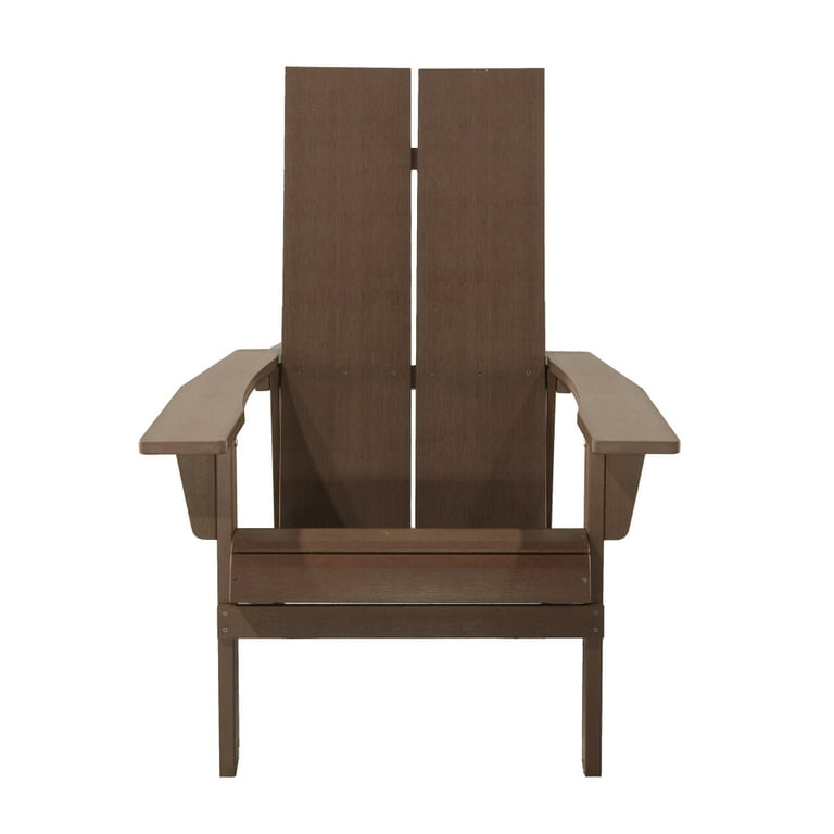 Outdoor Sunbathing Chair Plastic Bistro Chair with 2 Slat Back and Inclined Seat Modern Patio Chair Durable Single Chair with Armrest for Pool Side Balcony Garden Brown Walmart
